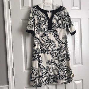 Merona Black and White Paisley Dress Lined Gorgeous; Excllent Condition - Size 8